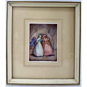 Vintage Framed English‎ Decorative Print Victorian Fashion A Vivian Mansell